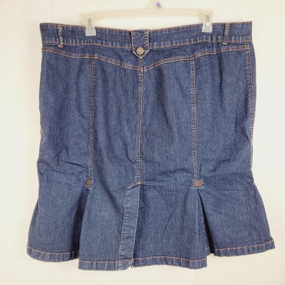 Ashley Stewart blue pleated sequin accent denim skirt Size 24 western glam - Picture 2 of 8